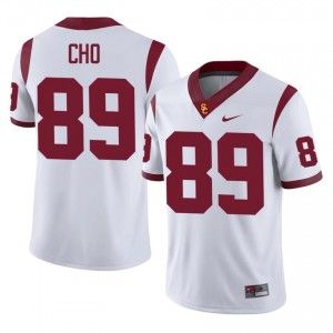 #89 Brendan Cho Trojans White Jersey | Elite Stitched Men Player Football Gear 27541492