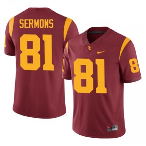 Durable Cameron Sermons #81 Trojans Cardinal Jersey | Men University Football Embroidery Fan Gear 14694700
