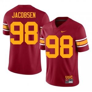 Officially Licensed Cash Jacobsen #98 Trojans Cardinal Alternate Jersey | Men University Football Stitch Fan Gear 94166949