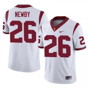 White Elijah Newby #26 USC Trojans Jersey | Men High School Football Licensed Stitched 55875823