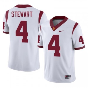 White Jahkeem Stewart #4 USC Trojans Jersey | Men High School Football Moisture Wicking Stitched 53335859