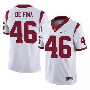 White Nick De Fina #46 USC Trojans Jersey | Men High School Football Moisture Wicking Stitched 80476663