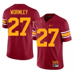 Cardinal Riley Wormley #27 USC Trojans Alternate Jersey | Men High School Football Moisture Wicking Stitch 35073755