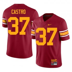 Elite Thread Trestin Castro #37 Trojans Cardinal Alternate Jersey | Men University Football Stitch Fan Gear 78403898