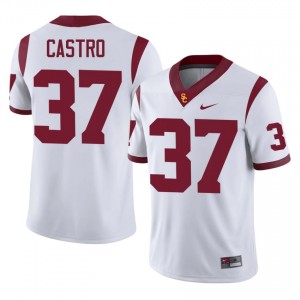 White Trestin Castro #37 USC Trojans Jersey | Men High School Football Limited Stitched 30296833