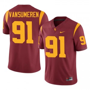 Durable Alex VanSumeren #91 Trojans Cardinal Jersey | Men University Football Embroidery Fan Gear 39789869