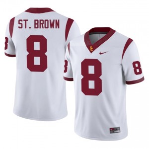 #8 Amon-Ra St. Brown Trojans White Jersey | Authentic Stitched Men Player Football Gear 21339710