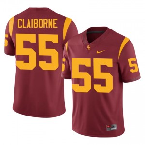 Top-Tier Chris Claiborne #55 Trojans Cardinal Jersey | Men University Football Embroidery Fan Gear 30279839