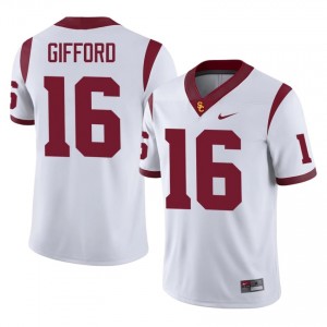 #16 Frank Gifford Trojans White Jersey | Authentic Stitched Men Player Football Gear 85867997