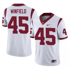 White Jaimeon Winfield #45 USC Trojans Jersey | Men High School Football Moisture Wicking Stitched 13744403