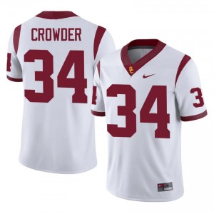 #34 Jayden Crowder Trojans White Jersey | Alumni Stitched Men Player Football Gear 65753422