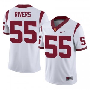 Durable Keith Rivers #55 Trojans White Jersey | Men University Football Stitched Fan Gear 39804969