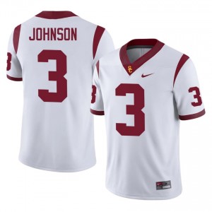 White Keyshawn Johnson #3 USC Trojans Jersey | Men High School Football Licensed Stitched 86264972