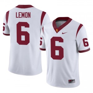 Durable Makai Lemon #6 Trojans White Jersey | Men University Football Stitched Fan Gear 57974009