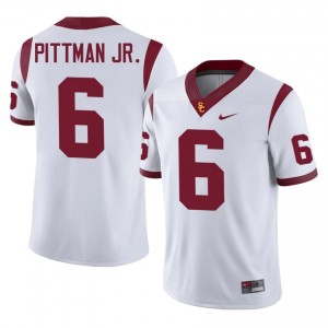 White Michael Pittman Jr. #6 USC Trojans Jersey | Men High School Football Licensed Stitched 44618475