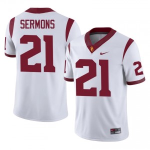 #21 RJ Sermons Trojans White Jersey | Authentic Stitched Men Player Football Gear 96571067