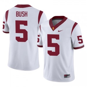 White Reggie Bush #5 USC Trojans Jersey | Men High School Football Moisture Wicking Stitched 66565768