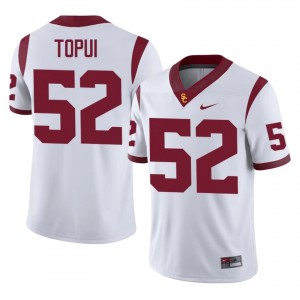 #52 Tomuhini Topui Trojans White Jersey | Authentic Stitched Men Player Football Gear 82567025