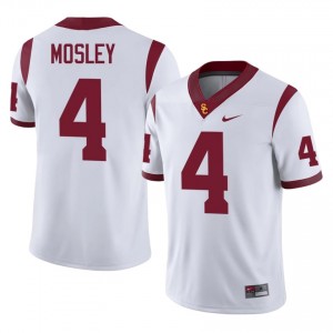 Durable Trent Mosley #4 Trojans White Jersey | Men University Football Stitched Fan Gear 98882634