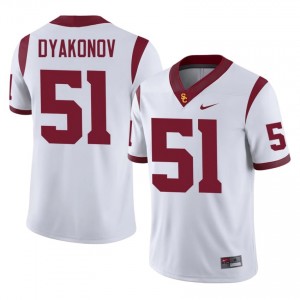 White Vlad Dyakonov #51 USC Trojans Jersey | Men High School Football Fresh Stitched 85558955