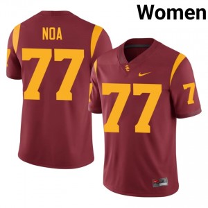 Officially Licensed Alani Noa #77 Trojans Cardinal Jersey | Women University Football Embroidery Fan Gear 95096477