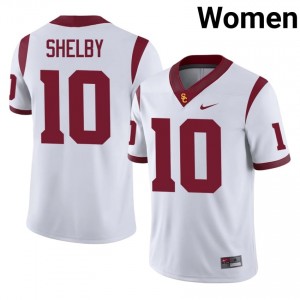Durable Braylan Shelby #10 Trojans White Jersey | Women University Football Stitched Fan Gear 75562664