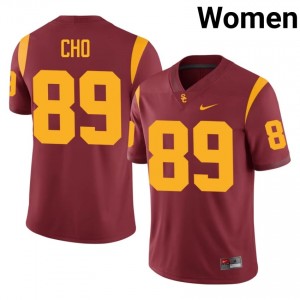 Top-Tier Brendan Cho #89 Trojans Cardinal Jersey | Women University Football Embroidery Fan Gear 13701068