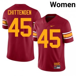 Cardinal Caden Chittenden #45 USC Trojans Alternate Jersey | Women High School Football Limited Swen 32528041