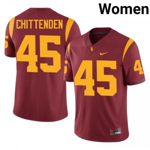 USC Caden Chittenden #45 Cardinal Jersey | Premium Embroidery NCAA Football Women Apparel 46177627