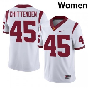 #45 Caden Chittenden Trojans White Jersey | Authentic Stitched Women Player Football Gear 92324420