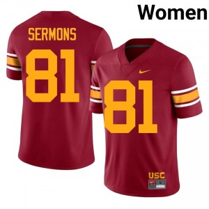 Officially Licensed Cameron Sermons #81 Trojans Cardinal Alternate Jersey | Women University Football Stitch Fan Gear 61555843