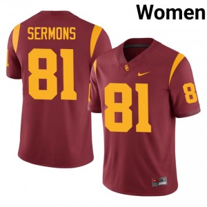 #81 Cameron Sermons Trojans Cardinal Jersey | Alumni Embroidery Women Player Football Gear 23872083