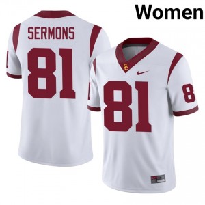 White Cameron Sermons #81 USC Trojans Jersey | Women High School Football Fresh Stitched 74447565