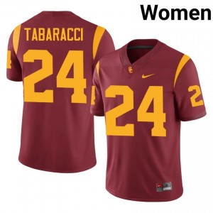 #24 Carson Tabaracci Trojans Cardinal Jersey | Authentic Embroidery Women Player Football Gear 50560380