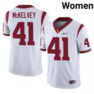 White Cian McKelvey #41 USC Trojans Jersey | Women High School Football Fresh Stitched 44236250