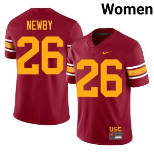 #26 Elijah Newby Trojans Cardinal Alternate Jersey | Authentic Stitch Women Player Football Gear 41689019
