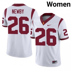 USC Elijah Newby #26 White Jersey | Premium Stitched NCAA Football Women Apparel 37206733