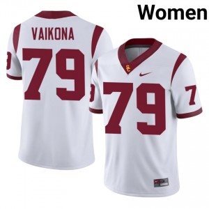 Elite Thread Elijah Vaikona #79 Trojans White Jersey | Women University Football Stitched Fan Gear 49725380