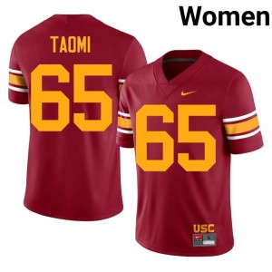 Elite Thread Erwin Taomi #65 Trojans Cardinal Alternate Jersey | Women University Football Stitch Fan Gear 32380236