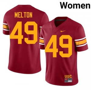 Fisher Melton #49 USC Trojans Alternate Jersey | Iconic Cardinal College Football Women Stitch 92359395