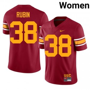 USC Isaiah Rubin #38 Cardinal Alternate Jersey | Genuine Stitch NCAA Football Women Apparel 91926440