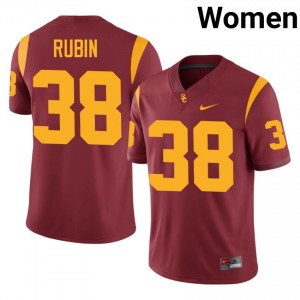 Officially Licensed Isaiah Rubin #38 Trojans Cardinal Jersey | Women University Football Embroidery Fan Gear 53907090