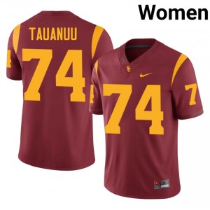 USC Justin Tauanuu #74 Cardinal Jersey | Genuine Embroidery NCAA Football Women Apparel 58694776
