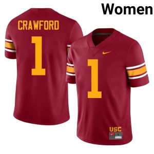 Officially Licensed Kameryn Crawford #1 Trojans Cardinal Alternate Jersey | Women University Football Stitch Fan Gear 91265391