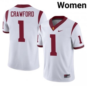 White Kameryn Crawford #1 USC Trojans Jersey | Women High School Football Fresh Stitched 40630333