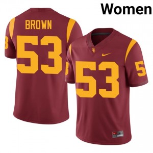 USC Luke Brown #53 Cardinal Jersey | Pro Cut Embroidery NCAA Football Women Apparel 17632745