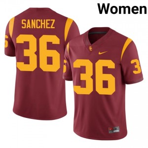 USC Rey Sanchez #36 Cardinal Jersey | Genuine Embroidery NCAA Football Women Apparel 56510736