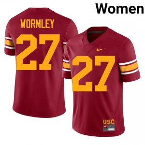 USC Riley Wormley #27 Cardinal Alternate Jersey | Essential Swen NCAA Football Women Apparel 67778300
