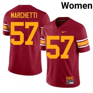 #57 Roman Marchetti Trojans Cardinal Alternate Jersey | Elite Swen Women Player Football Gear 32333097