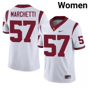 USC Roman Marchetti #57 White Jersey | Genuine Stitched NCAA Football Women Apparel 74272175